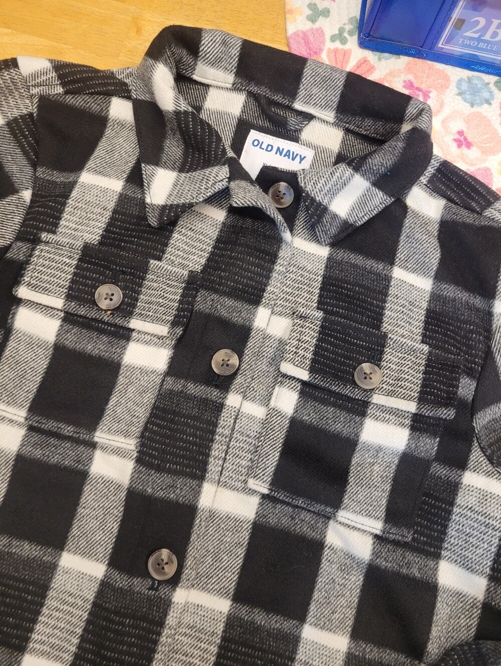 Buffalo Check Shacket Black White Plaid Shirt Jacket Old Navy XL 14 16